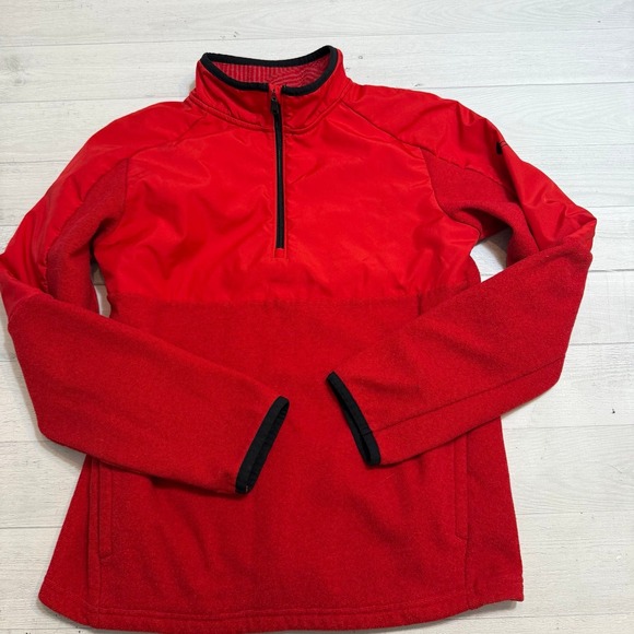 Under armour boys red pullover cold gear fleece sweatshirt youth large - Picture 1 of 6